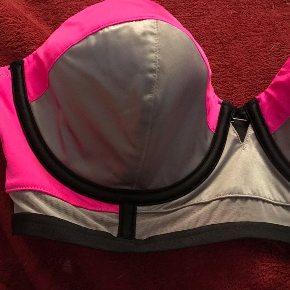 Victoria Secret 36C long line color block satin strapless bra ,straps optional - Picture 4 of 15
